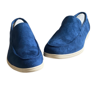 Blue Suede Loafers Slip-On Comfort Shoes Sz 44 (10) NWOT Men’s Casual
